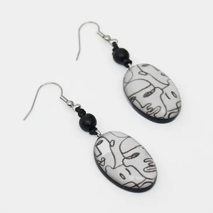 Black and White Faces Earrings