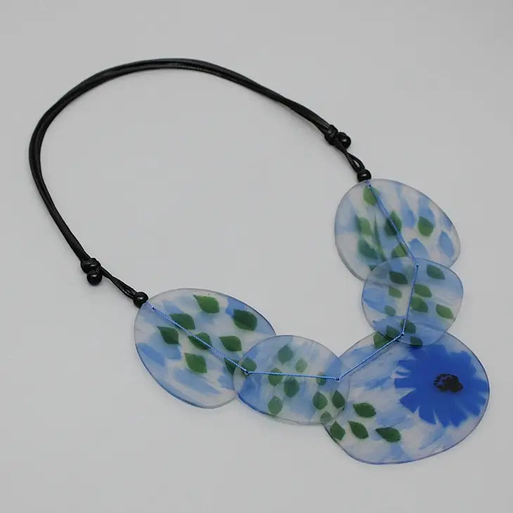 Blue Veronica Frosted Flower Necklace